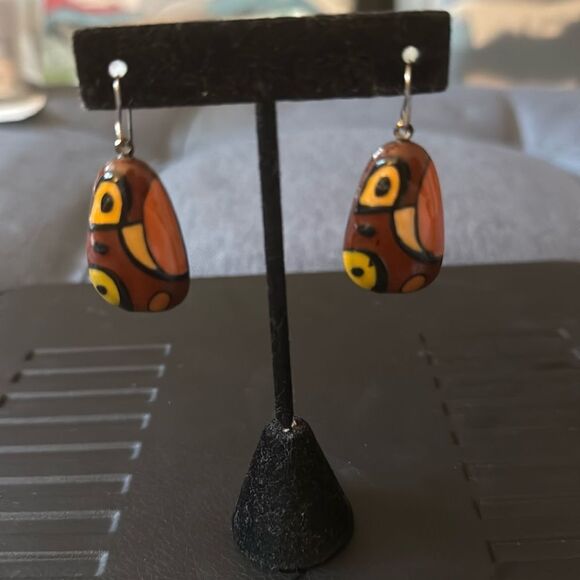Vintage Eisenberg Signed Enameled  Picasso Artist Series Earrings Wire Back. - Picture 3 of 6